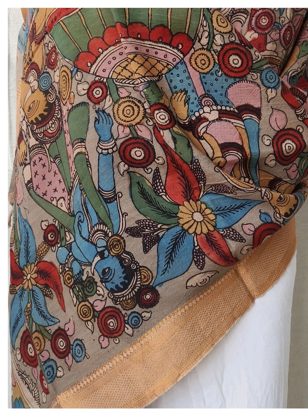 VILLAGE  KALAMKARI SILK DUPATTA