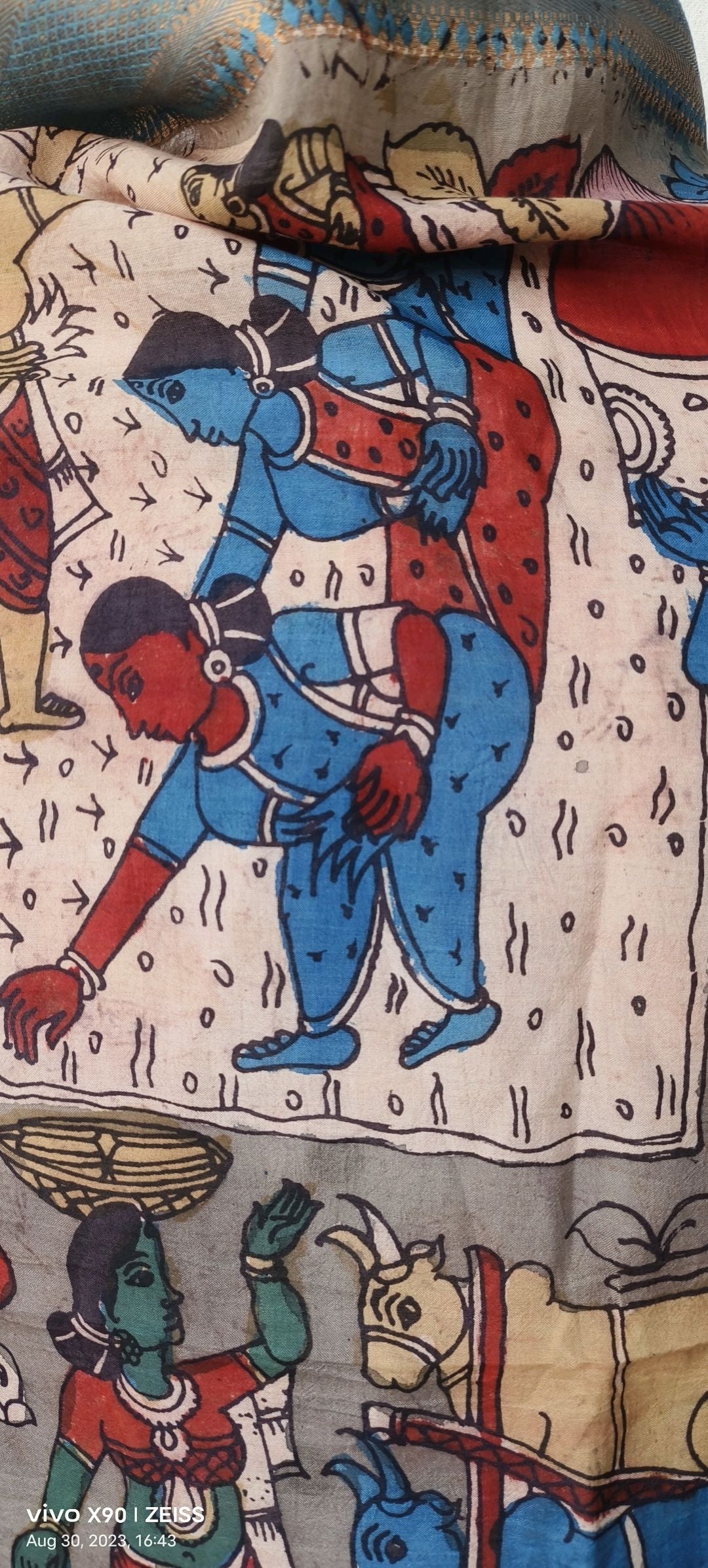 VILLAGE  KALAMKARI SILK DUPATTA