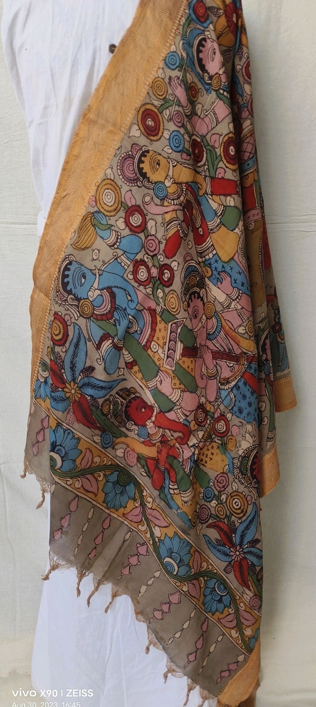 VILLAGE  KALAMKARI SILK DUPATTA
