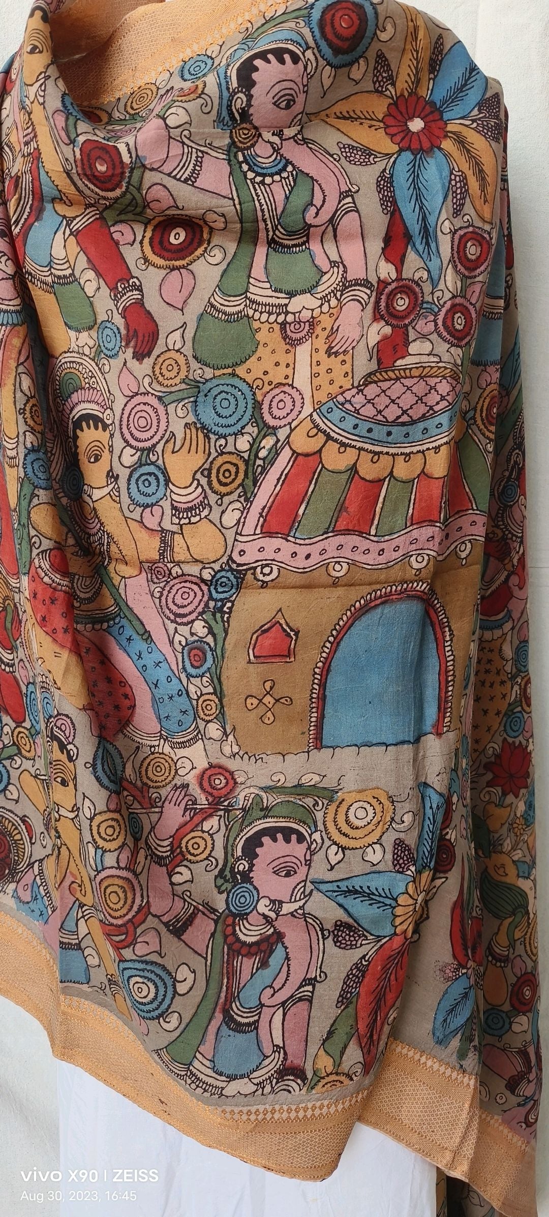 VILLAGE  KALAMKARI SILK DUPATTA